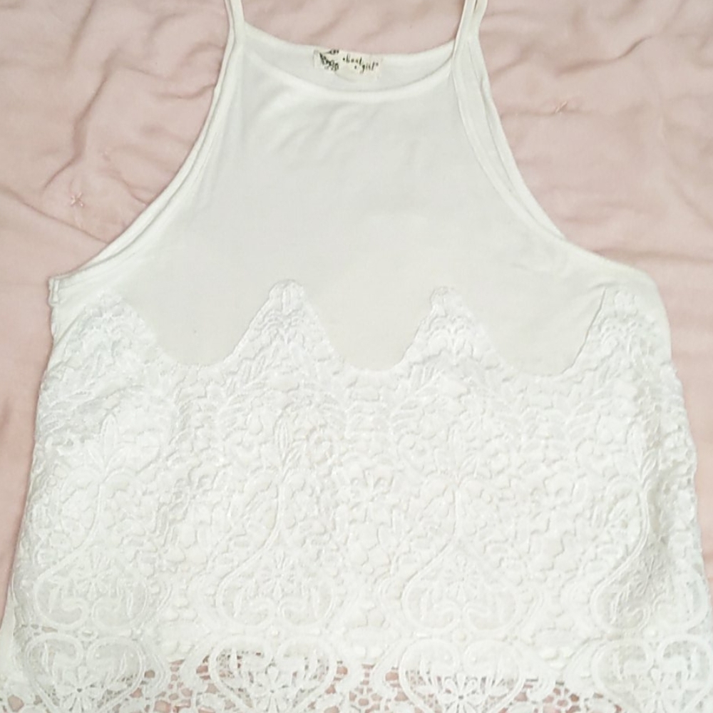 White/Cream High Neck Top